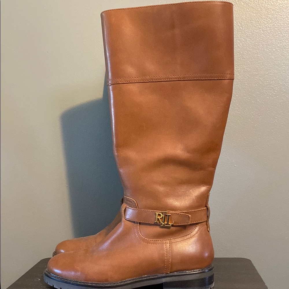 Ralph Lauren Tan Leather Equestrian Boots